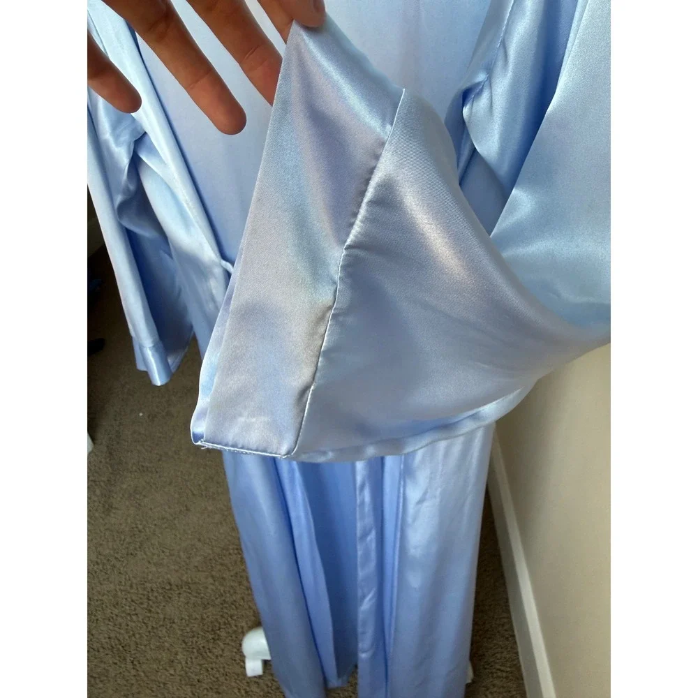 Jones New York Robe & Nightgown Blue Satin Long Maxi Size S